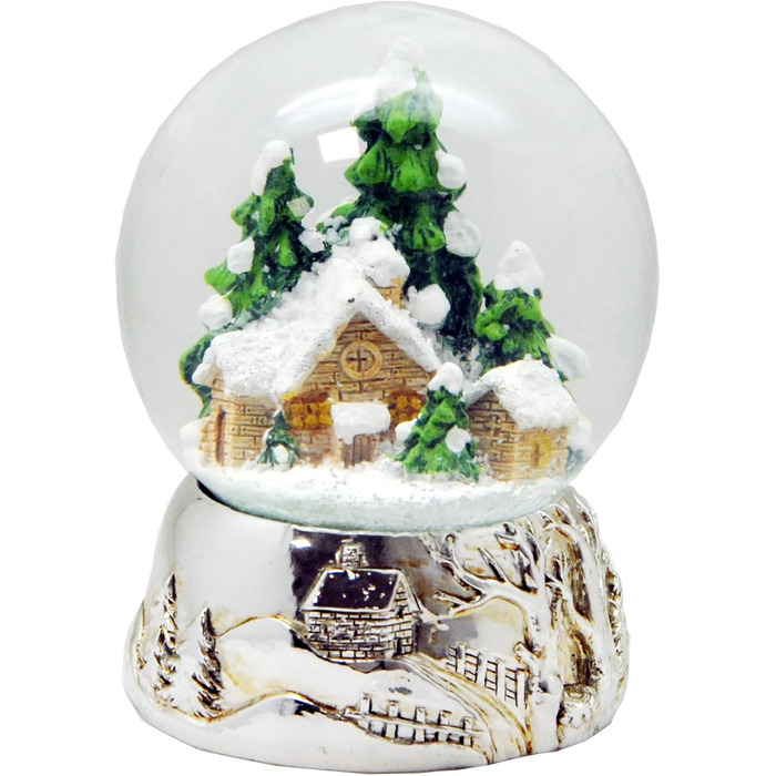 Хатина Snow Globe Чарівна гірська хатина на п'єдесталі Срібна музична шкатулка Різдво - 100мм*20163