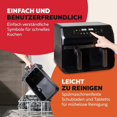 Фритюрниця повітряна Instant Pot Vortex Compact Trüffel Grau 5 л з кошиком, сімейна, 4-в-1: фритюрниця, сушарка, духовка, підігрівач, антипригарне покриття, легко чиститься, можна мити в посудомийній машині. Колір: Трюфель (8 л, Чорний)