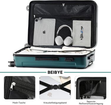 Чохол-валіза Beibye з замком-защіпкою, 4 колеса, комплект 3 шт. (55/66/76 см)