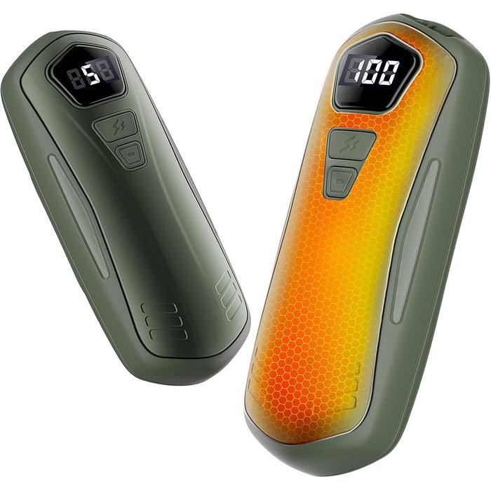 Електричні грілки для рук 2 шт. з акумулятором 6000mAh, 5 режимів нагріву, USB, для кемпінгу та відпочинку на природі, подарунок для жінок та чоловіків (зелені)
