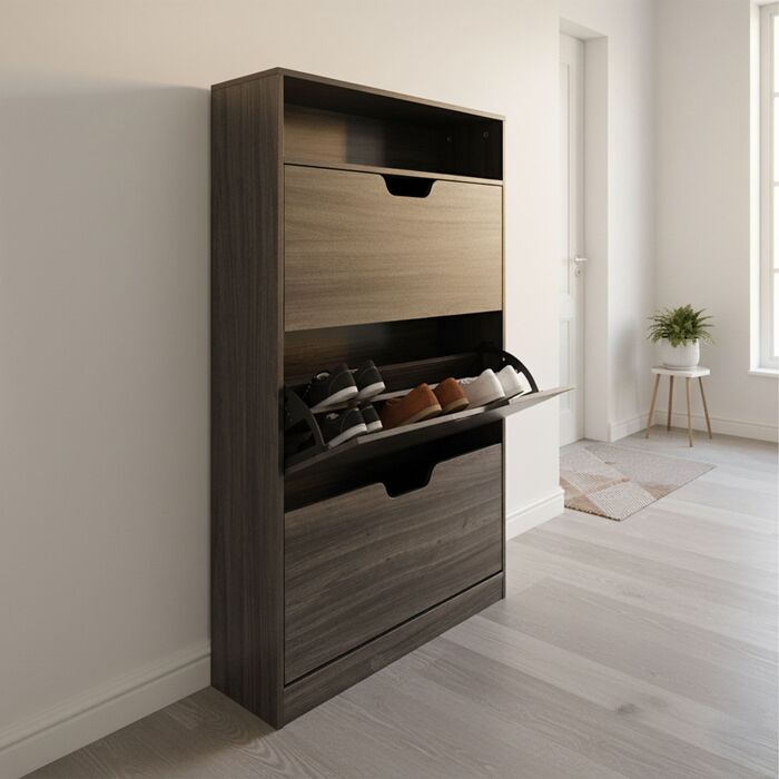 Взуттєва шафа Relaxdays з відкидною дверцями та відкритою полицею