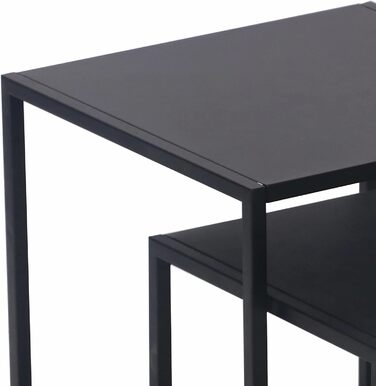 Стіл гніздовий Vejen набір з 2 шт. Журнальний столик сталевий квадратний для вітальні спальні серветка 2 шт. Журнальний столик чорний, матовий