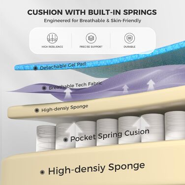 Ігровий крісло Dowinx з тканини та кишеньковим пружинним сидінням, крісло для геймерів з масажем та підголівником, ергономічне гоночне ігрове крісло з підніжкою, висувна підніжка (фіолетовий, висувна підніжка)