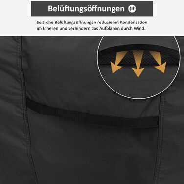 Водостійкий чохол для садово-патіо меблів 300x300x90 см, чорний, з вентиляційними отворами, 420D Oxford, захист від пилу та УФ-променів