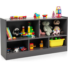 Дерев'яна дитяча полиця DREAMADE, місце для зберігання іграшок, дитяча книжкова шафа, полиця для іграшок для дитячої кімнати, ігрової кімнати та дитячої, 111 x 30 x 61,5 см (сірий)