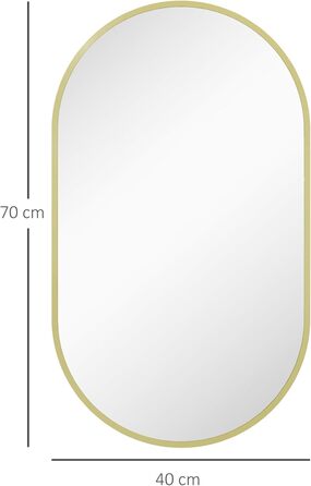 Дзеркало настінне овальне HOMCOM 40x70 см з алюмінієвим каркасом, для ванної, вітальні, спальні