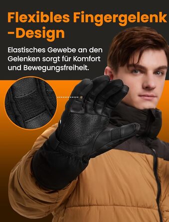 Гріючі рукавиці для чоловіків та жінок, акумуляторні, 3200mAh, з підтримкою сенсорного екрану, водонепроникні та вітронепроникні, для катання на лижах та активного відпочинку взимку (L)