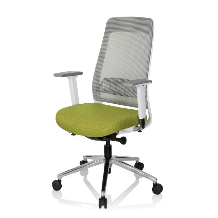 Офісне крісло / поворотне крісло CHIARO T2 WHITE сітка / тканина сіра / зелена hjh OFFICE