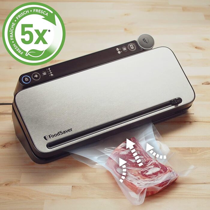 Вакууматор для продуктів FoodSaver VS3190X багатофункціональна система вакуумування, сріблястий (ручний пристрій, рулон, пакети)