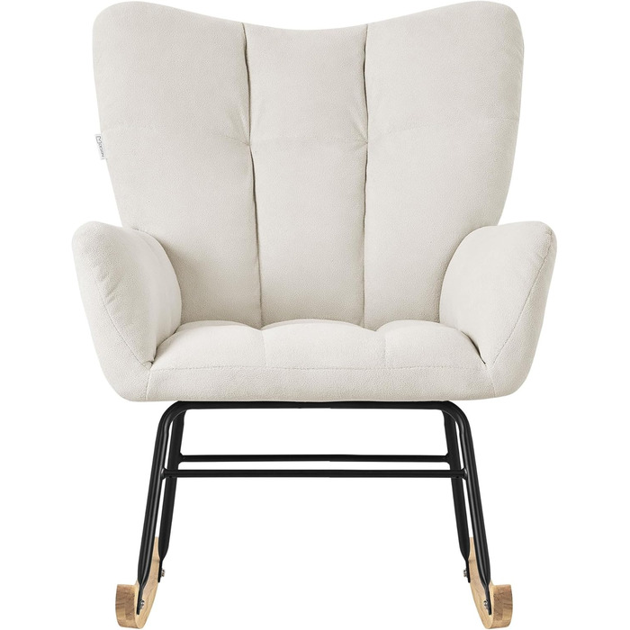 Крісло-гойдалка ML-Design бежевого кольору з оббивкою під фліс, дерев'яні полози, для вітальні, спальні, балкона