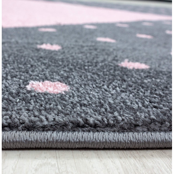Дитячий килимок Heart Design Pink Runner - килимок з коротким ворсом Дитяча кімната для дівчаток і хлопчиків Easy Care Soft Pile - Ігровий килимок для передпокою Дитячий килимок Ігровий килимок Дитяча кімната (160 х 230 см, рожевий)