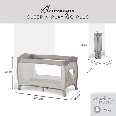 Дитяче дорожнє ліжко Sleep N Play Go Plus, складне, з сумкою та колесами, для 0-15 кг (бежевий)