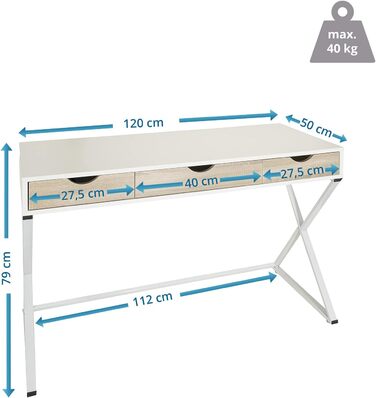 Письмовий стіл Easy Flow III, 120x50 см, білий/дуб, 821006