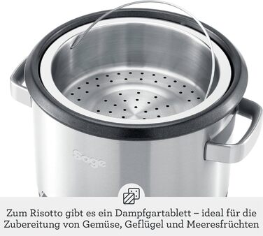 Мультиварка Sage The Risotto Plus: рисоварка, мультикухня, повільна плита, 3.7 л, нержавіюча сталь