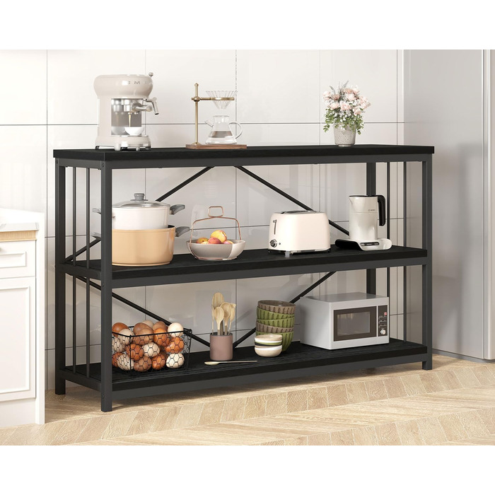 Стелаж IBF з 3 полицями, індустріальний стиль, 120x34x74 см, чорний