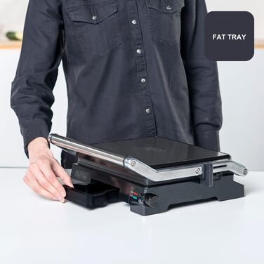 Електричний гриль-контактна поверхня Black+Decker BXGR2200E 2-в-1 (2200W, 29x23 см) з LCD-дисплеєм