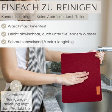 MAHEWA® Преміум комплект підкладок під тарілки з фетру, 6 шт. (Антрацит/Коричневий, Бордовий) - нековзні, миючі, для дому