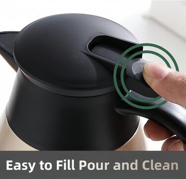 Термос-термокана 2л з нержавіючої сталі, двостінна вакуумна ізоляція, рожеве золото. Для кави, чаю та інших напоїв. Зберегає тепло/холод до 24 годин.