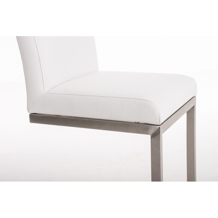 Барний стілець Paros з нержавіючої сталі, оббивка з тканини, з підлокітниками та ергономічною підніжкою, багато кольорів, колір: білий