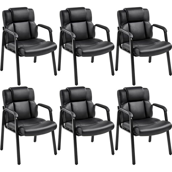 Крісла для офісу та конференцій Yaheetech (6 шт.) з підлокітниками, чорні