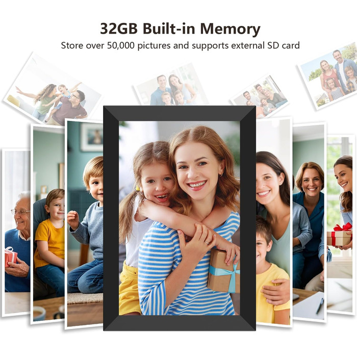 Цифровий фоторамка FRAMEO з Wi-Fi, 32GB, 10.1 дюймів, IPS LCD, сенсорний екран, Smart Cloud, автоматичне обертання. Діліться моментами через додаток Frameo