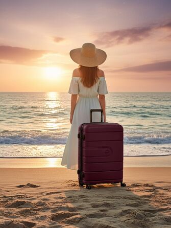 Набір валіз REDOLZ Hartschalen 3-в-1: велика (76 см), середні та маленькі, розширювані, з TSA-замком, з поліпропілену, 4 колеса, для жінок та чоловіків (Burgundy)