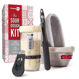 Набір для закваски KneadAce: банка 680.4 г, 2 корзини для вистоювання Banneton, лезо для хліба з магнітом - подарунок для пекаря, повний набір для випікання закваски