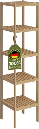 Бамбуковий шафка для ванної кімнати Bellamio Newa Badregal – 5 полиць, 140x33x33 см