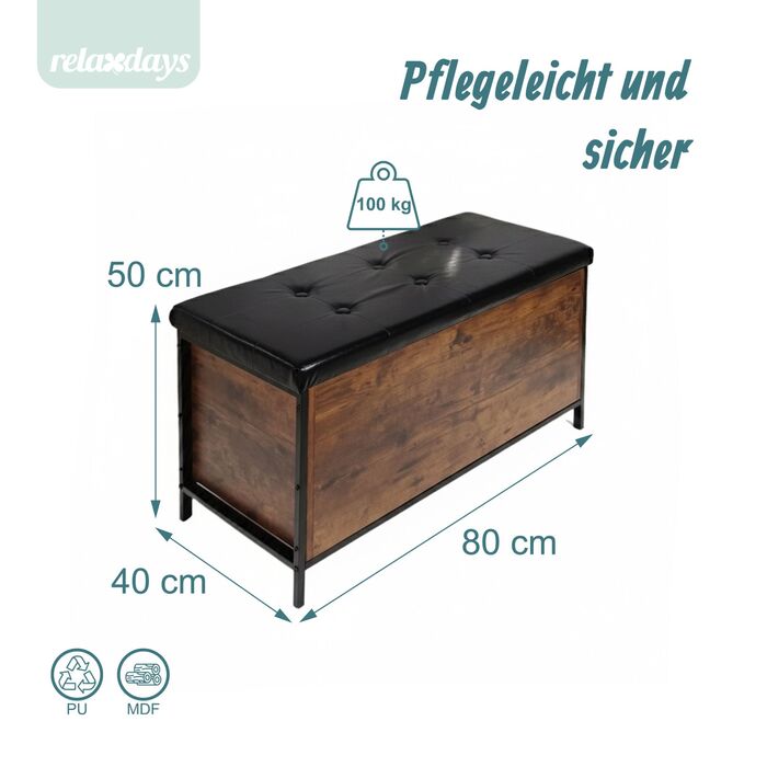 Лавка Relaxdays з місцем для зберігання, штучна шкіра