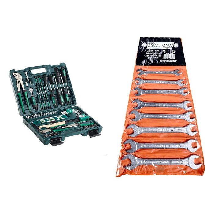 Набір інструментів Brüder Mannesmann 87 предметів, кейс, Cr-V сталь: викрутки, плоскогубці, молоток, рівень, головки та біти M29084