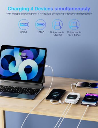 Швидка зарядка PD3.0 QC4.0, USB-C, LED дисплей, для Huawei (чорний/білий), 10000mAh