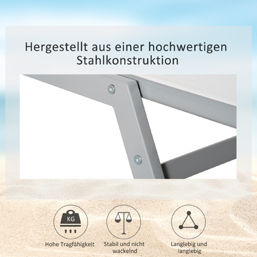 Outsunny Sun Lounger Садовий шезлонг з регульованою подушкою 5-ступінчастою спинкою Металева сітка тканина кремовий білий 170x58x97см для патіо та балкона