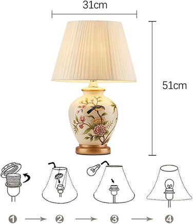 Керамічна настільна лампа Mengjay - настільна лампа, нічник, декоративне освітлення, торшер для читання, вітальня (біла)