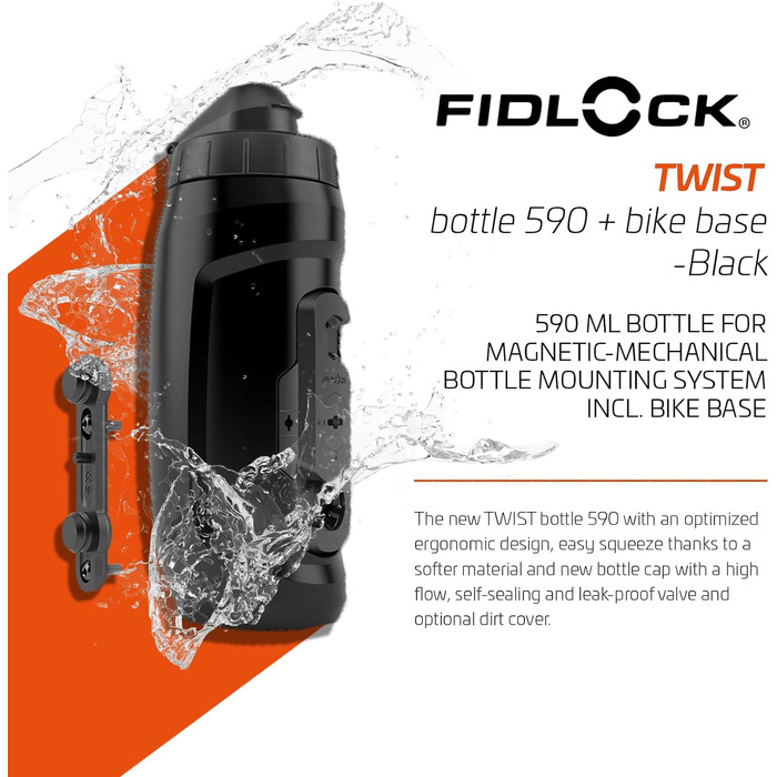 Набір пляшок для води Fidlock TWIST пляшка 450 велосипедна основа тверда чорна (Чорна, 590 мл)