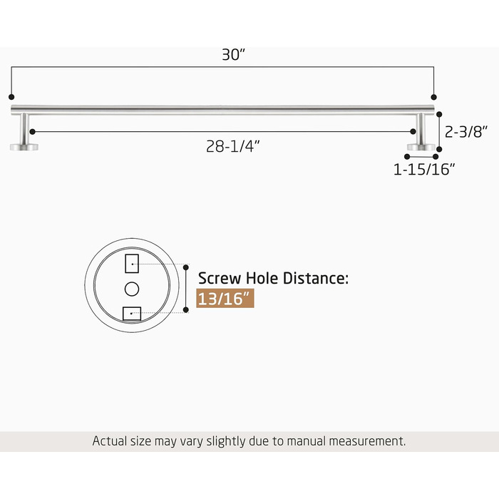 Тримач для рушників настінний, нержавіюча сталь SUS304, 70 см, щітка, KES A2000S70B-2