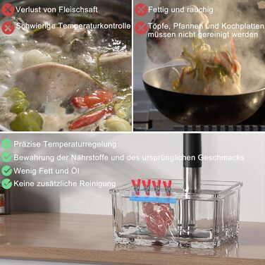 Cooksir Су-від Гастрономічний пристрій, 1400W, 35см, з нержавіючої сталі, Wi-Fi, сенсорне керування, LED, комплект вакуумних пакетів та насос, кулінарна книга