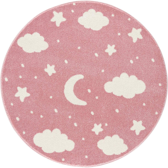Килимок дитячий Tara Kids Dreamland Stars and Clouds Pink Cream 120x120 см круглий 120x120 см круглий Рожево-кремовий