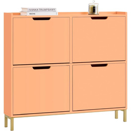 Шафа для взуття SoBuy FSR100-W: вузька, з 8 полицями, 4 дверцята, білий колір, 100x91x19 см