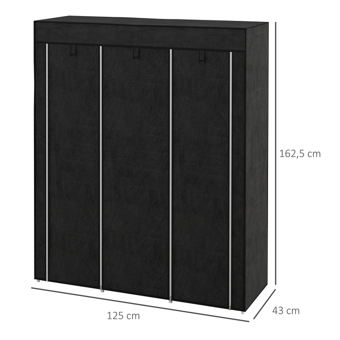 Шафа для одягу HOMCOM з вішалкою, 8 полиць, 125x43x162,5 см, світло-сіра, компактна розкладна шафа для передпокою та спальні.
