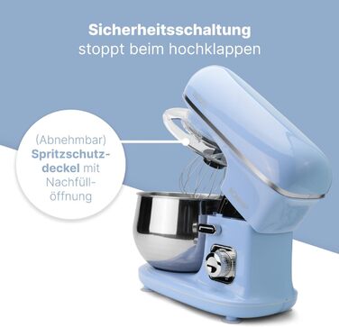 Кухонна машина Bomann 1100 Вт | 5л чаша | міксер, гак для тіста, насадка для збивання | для 3 кг тіста | KM 6030 CB блакитна