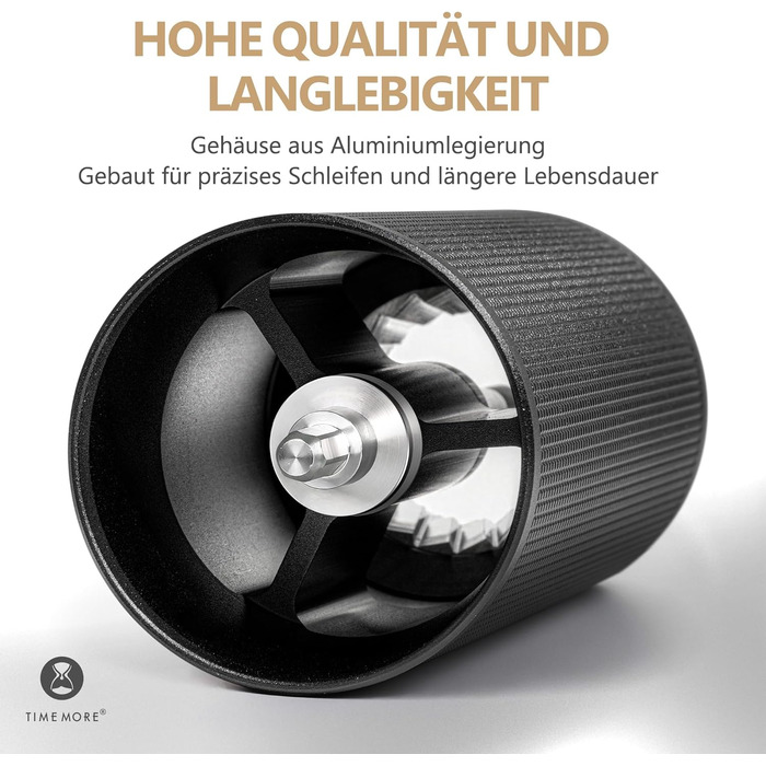 Ручна кавомолка TIMEMORE Chestnut C3S MAX, чорна: для еспресо та френч-прес, з металевим корпусом