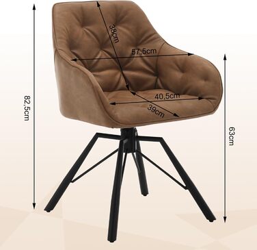 Крісло для їдальні WOLTU EZS61br-1, обтягнуте штучною шкірою, з металевими ніжками, для кухні, вітальні, їдальні (Колір: світло-коричневий)