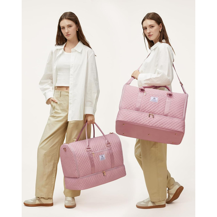 Сумка-органайзер для одягу LOVEVOOK для жінок, 53L, рожева: валіза, дорожня сумка, органайзер для взуття, набір 2 шт.