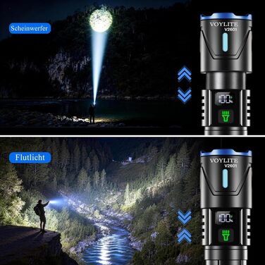 Набір тактичних LED ліхтарів (2 шт.) 1 000 000 Люмен, потужний зарядний ліхтар з зумом, 3 режими освітлення, водонепроникний IPX7 для кемпінгу та туризму, чорний з кольоровими акцентами