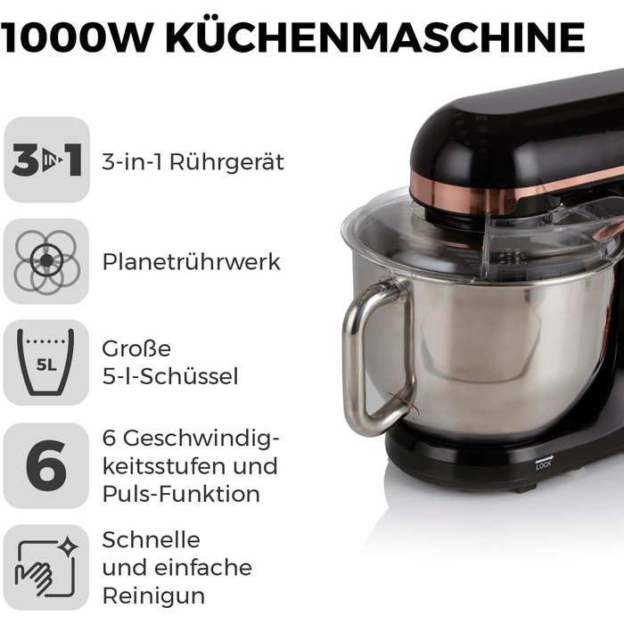 Блендер-стаціонарний Tower T12033RG, 1000 Вт, 6 швидкостей, імпульсний режим, рожеве золото, EU