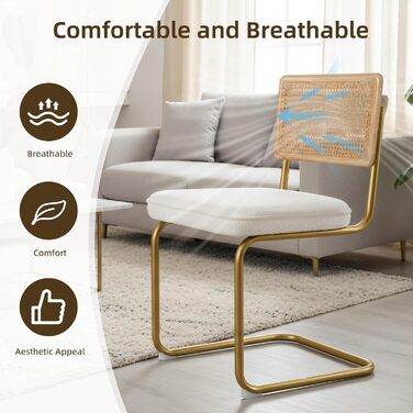 Набір з 2-х м'яких крісел CangLong для вітальні, кухні та їдальні, з масивними дерев'яними ніжками (кремовий)