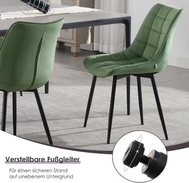 Набір обідніх стільців WOLTU (8 шт.) - обідні стільці для кухні, вітальні, їдальні. М'яке сидіння з велюру, металеві ніжки, до 150 кг.