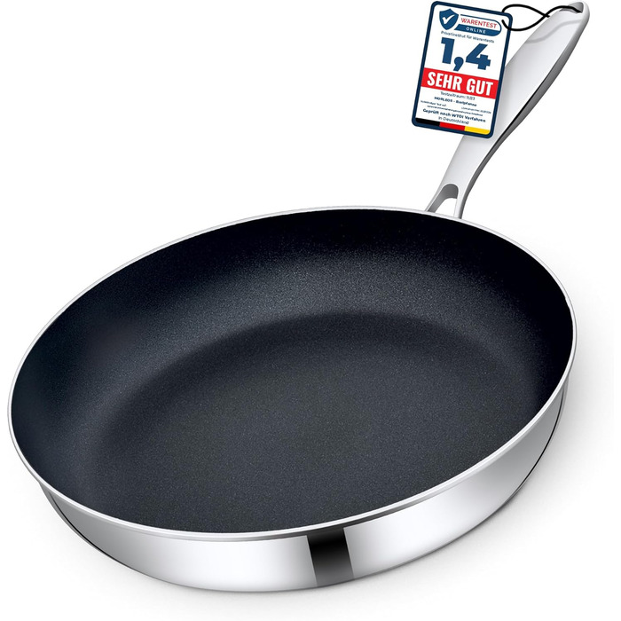 Сковорода Morleos з керамічним покриттям Ø 32 см, без PFAS та PTFE | Сковорода з антипригарним покриттям, стійка до подряпин, 5-шарова, 3 мм, 1,67 кг | Преміум-сковорода для індукційних плит | Антипригарна, для духовки та посудомийної машини Ø 32 см (32 с