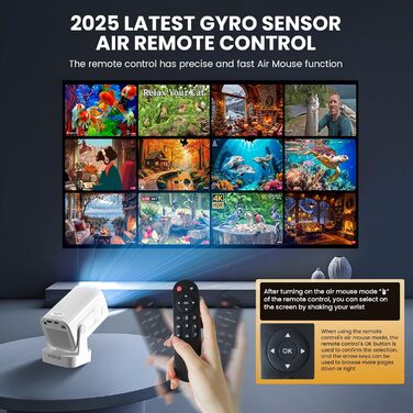 Портативний проєктор Beamer 4K з підтримкою WiFi 6, Bluetooth 5.4 та автофокусом (2025 модель)