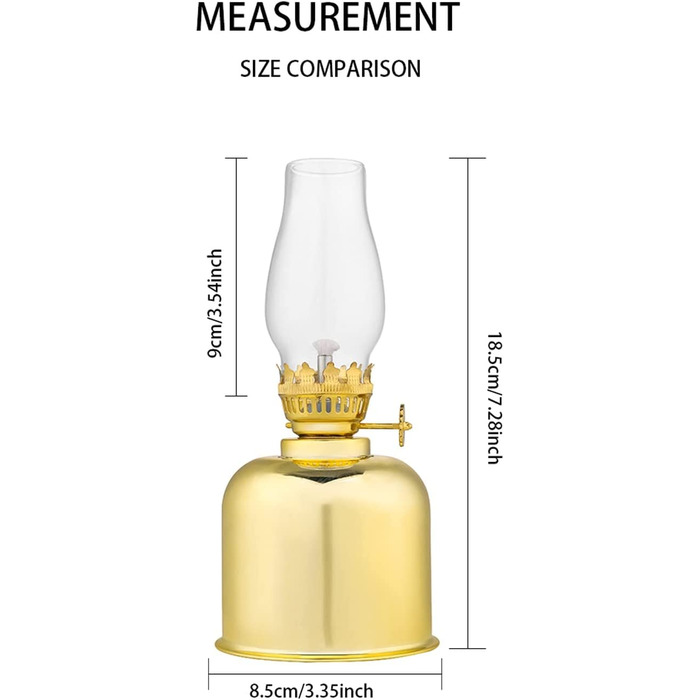 Дзеркальна гасова лампа ліхтар-7.28 в скляних масляних настільних світильниках для прикраси домашнього освітлення (Колір золотий)